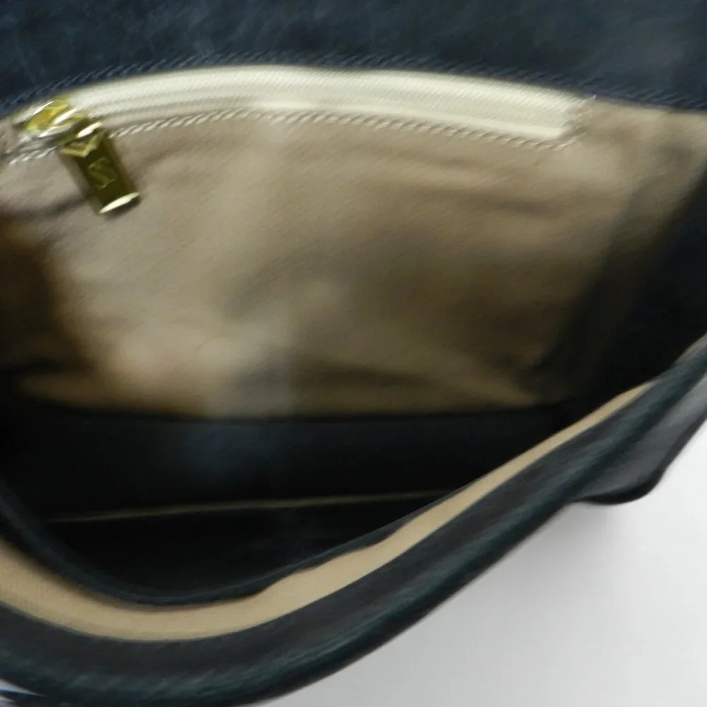 Sseko Vintage Saddle Leather w/ Snakeskin black shoulder handbag purse clutch - Picture 10 of 11